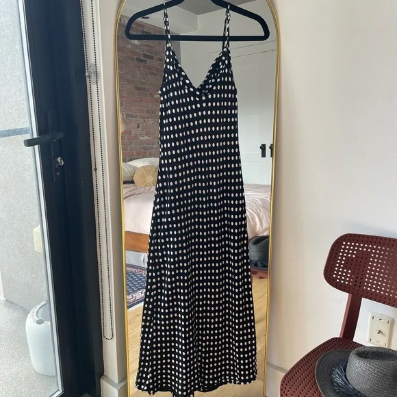 Zara | Dresses | Blogger Favorite Zara Black White Polkadot Satin Slip Midi  Dress S | Poshmark
